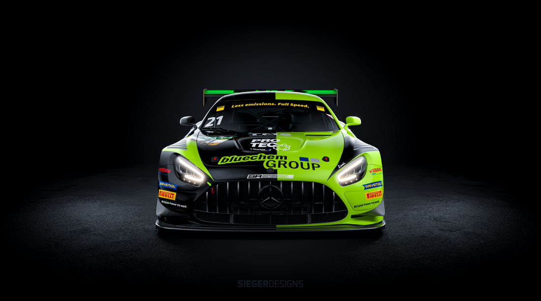 Rennauto von SR Motorsport mit bluechemGROUP Motorsport Partnerschaft in ADAC GT Masters Saison 2025